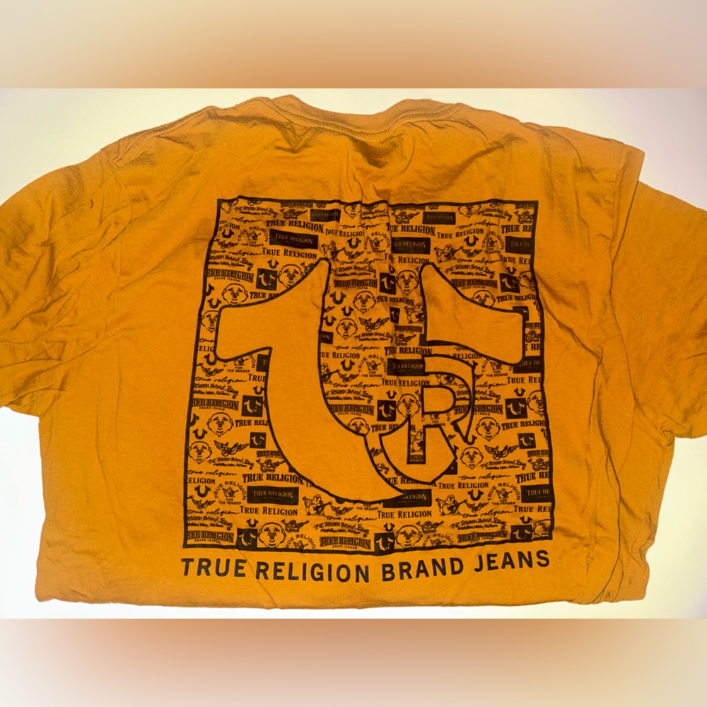 True Religion Men Vibrant Orange/Gold Graphic Tee
